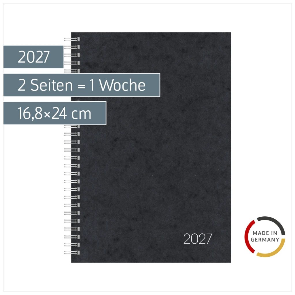 Buchkalender Mod. 797 2027 | 16,8×24 cm, Karton, schwarz