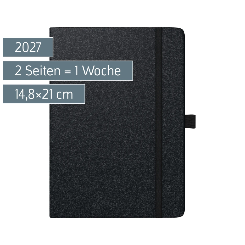 Buchkalender Kompagnon Mod. 799 66 2027 | A5, Kunststoff, schwarz