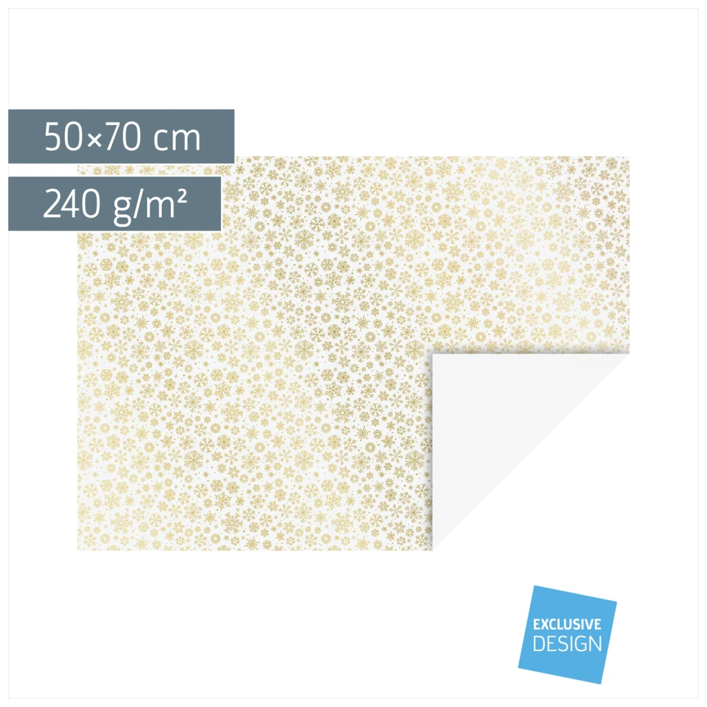 Motivkarton „Kristalle“ | 50×70 cm, 240 g/m², weiß/gold glänzend