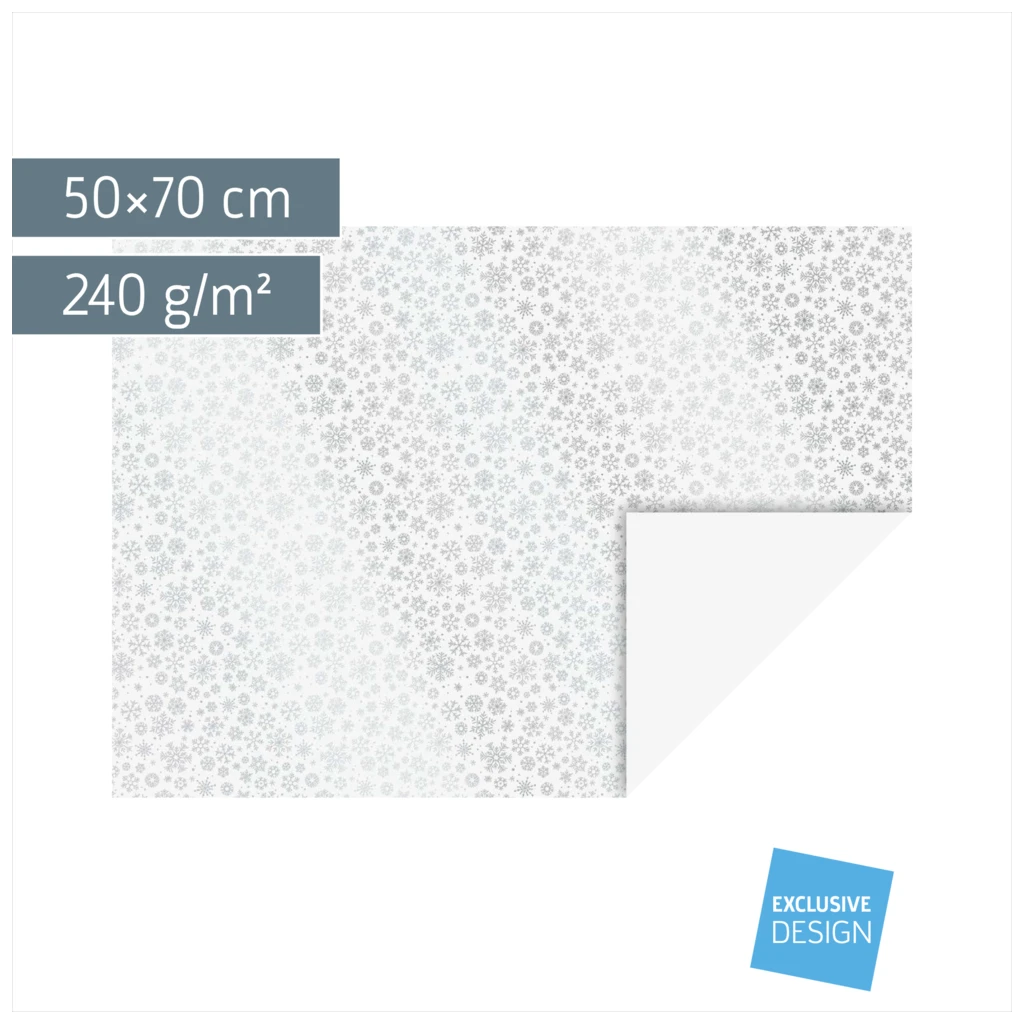 Motivkarton „Kristalle“ | 50×70 cm, 240 g/m², weiß/silber glänzend