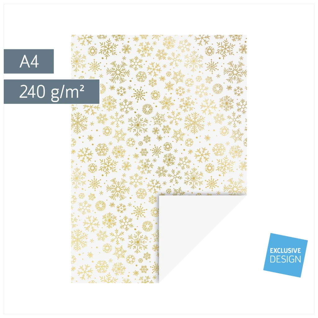 Motivkarton „Kristalle“ | A4, 240 g/m², weiß/gold glänzend