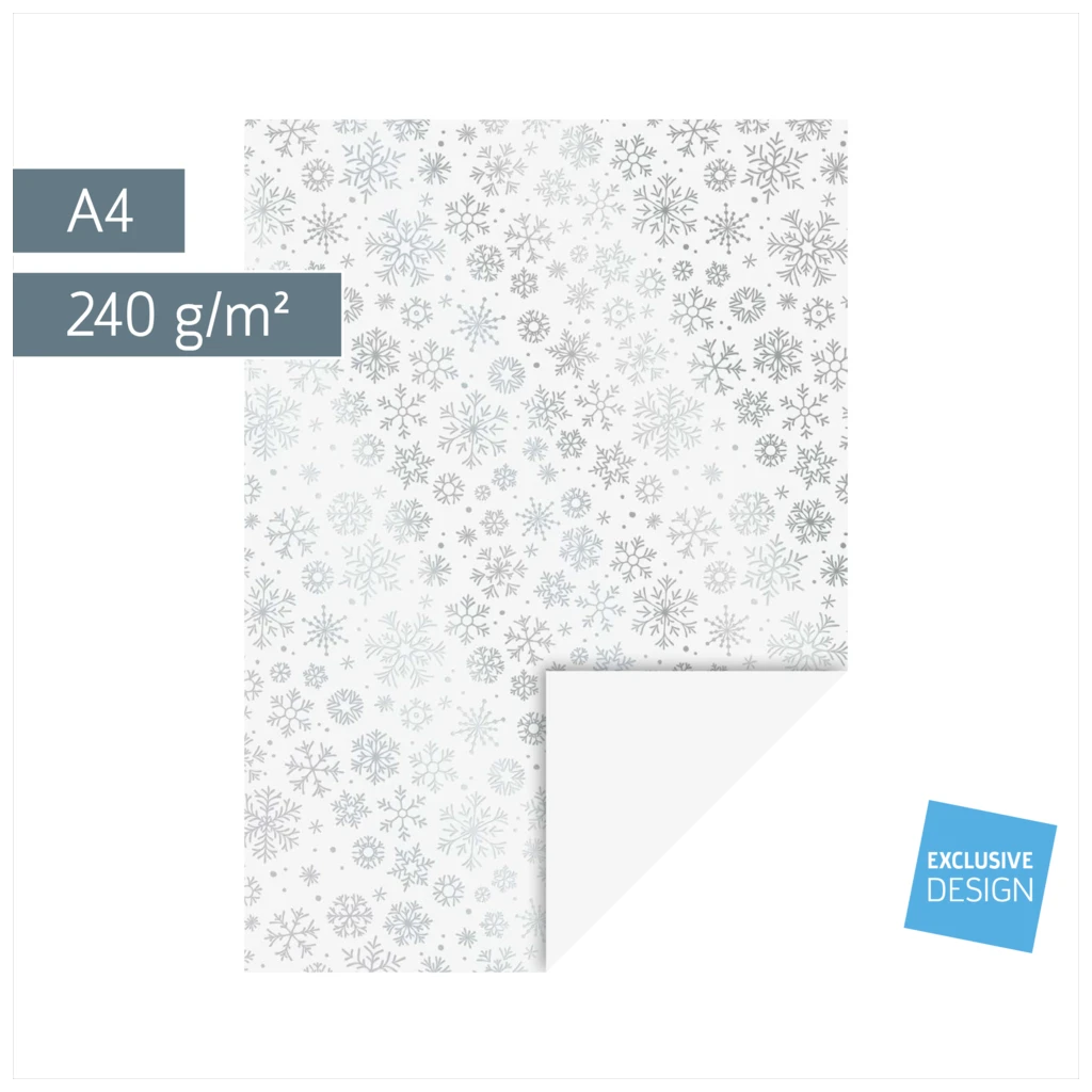 Motivkarton „Kristalle“ | A4, 240 g/m², weiß/silber glänzend