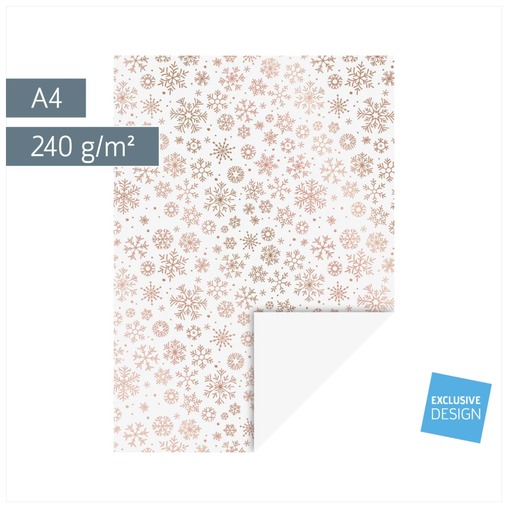 Motivkarton „Kristalle“ | A4, 240 g/m², weiß/roségold glänzend