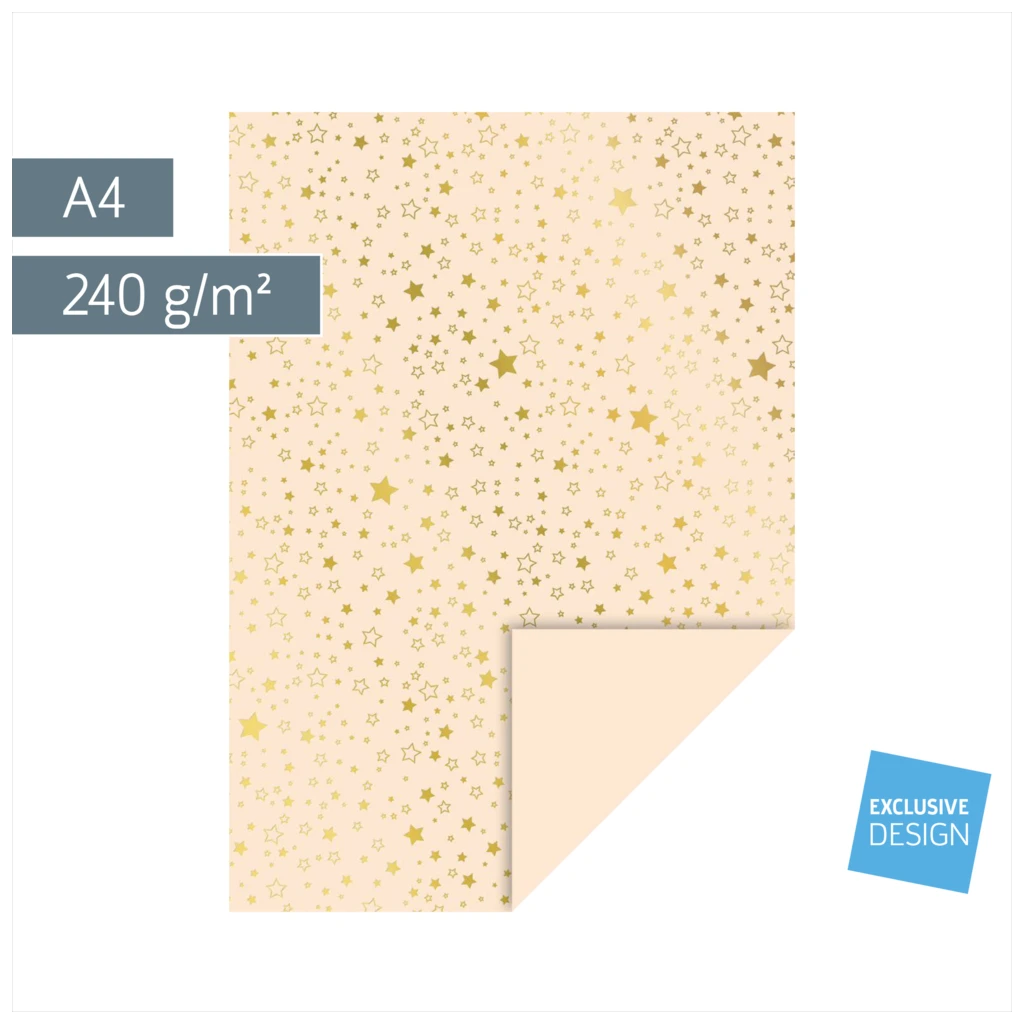 Motivkarton „Sterne“ | A4, 240 g/m², creme/gold glänzend