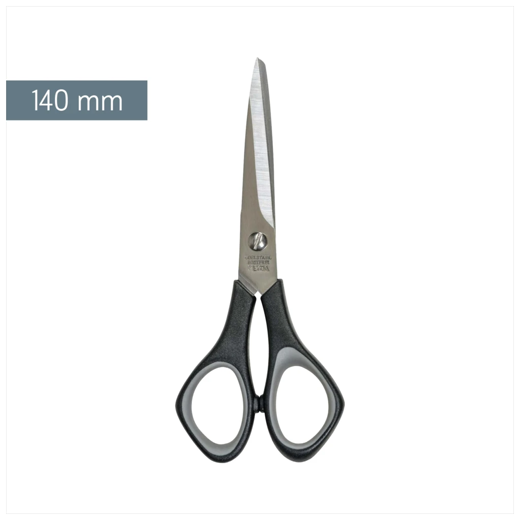 Bastelschere Soft-Touch | spitz, 140 mm, schwarz/grau