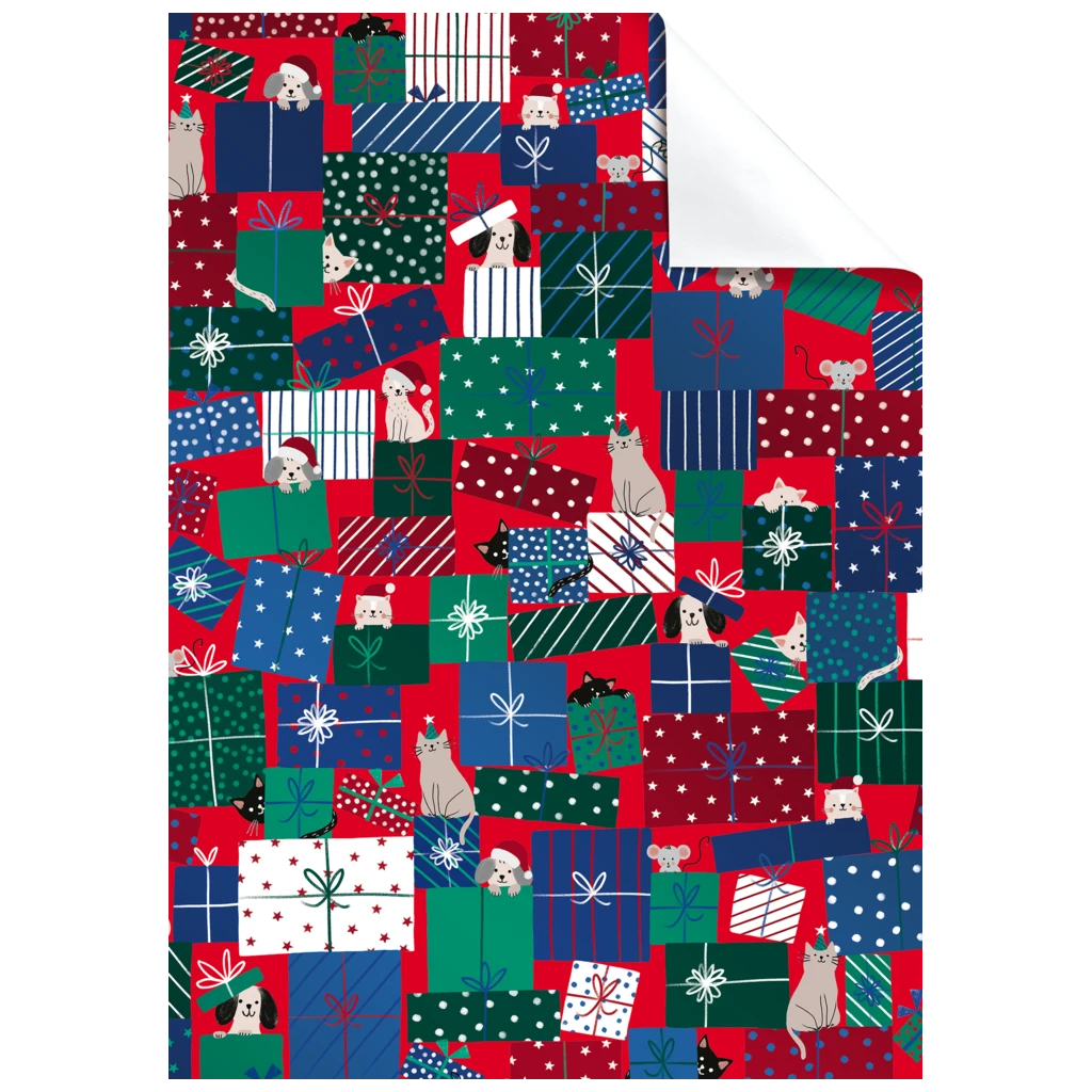Geschenkpapier-Bogen „Taly“ | 50×70 cm, 76 g/m², rot/dunkelblau