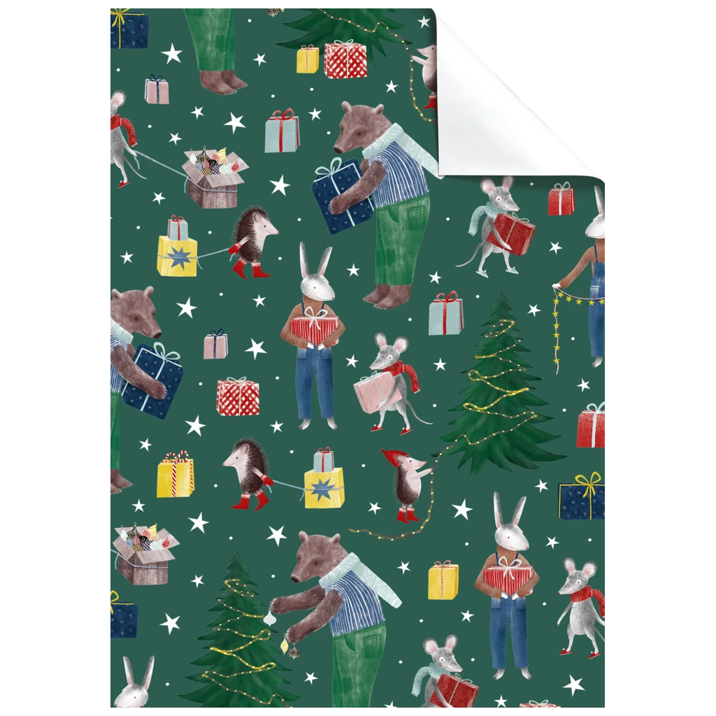 Geschenkpapier-Bogen „Melin“ | 100×70 cm, 80 g/m², dunkelgrün