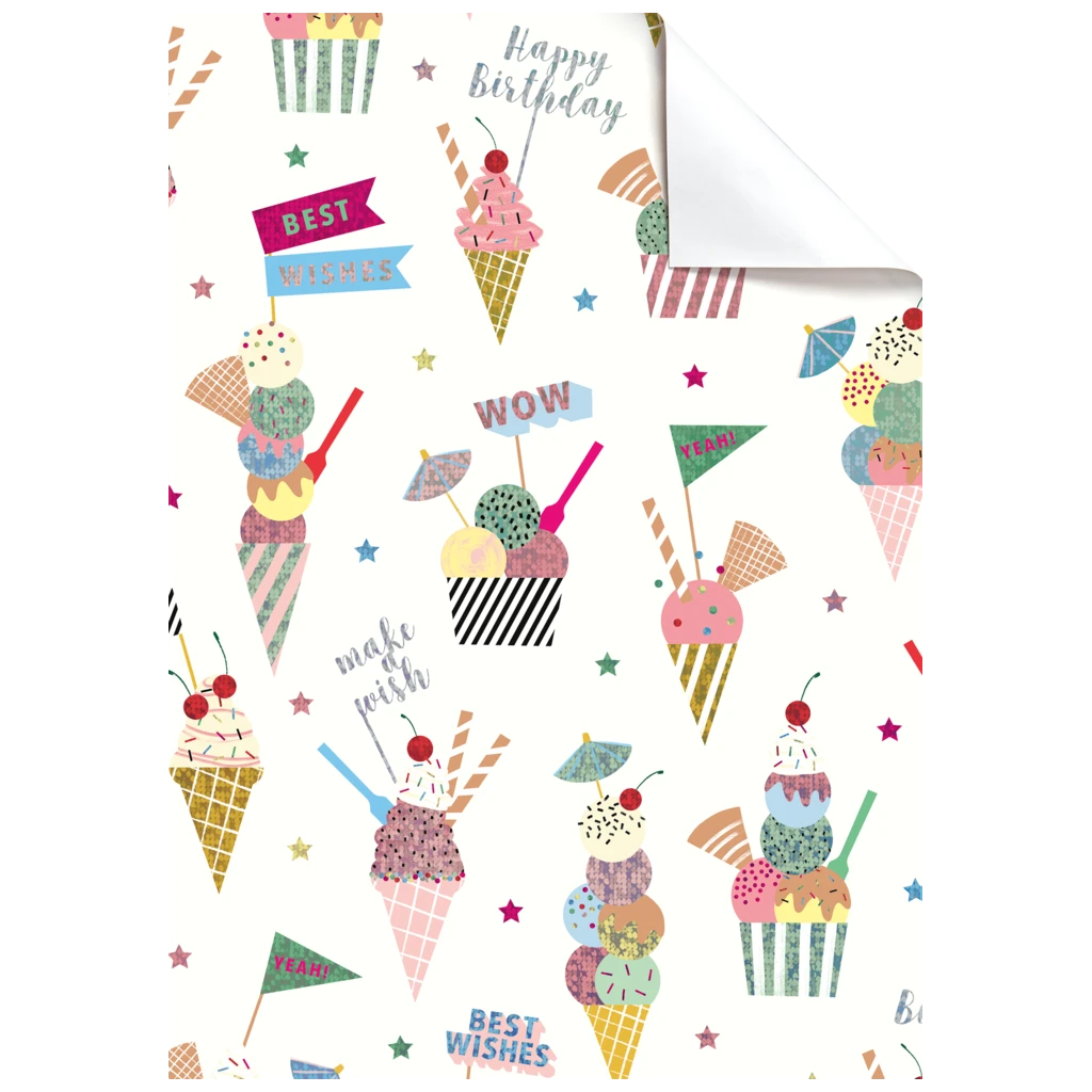 Geschenkpapier-Bogen „Gelato“ | 100×70 cm, 76 g/m², weiß
