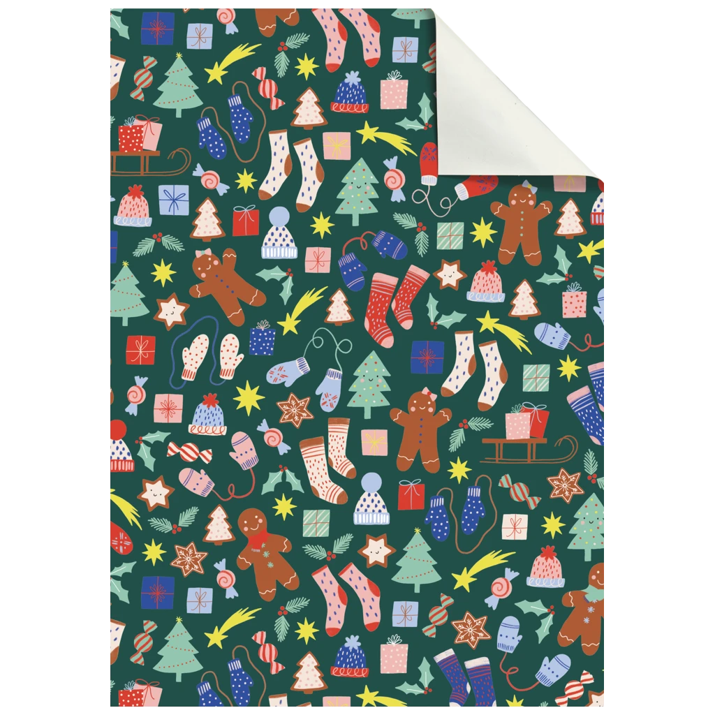 Geschenkpapier-Bogen „Marioka“ | 100×70 cm, 70 g/m², grün