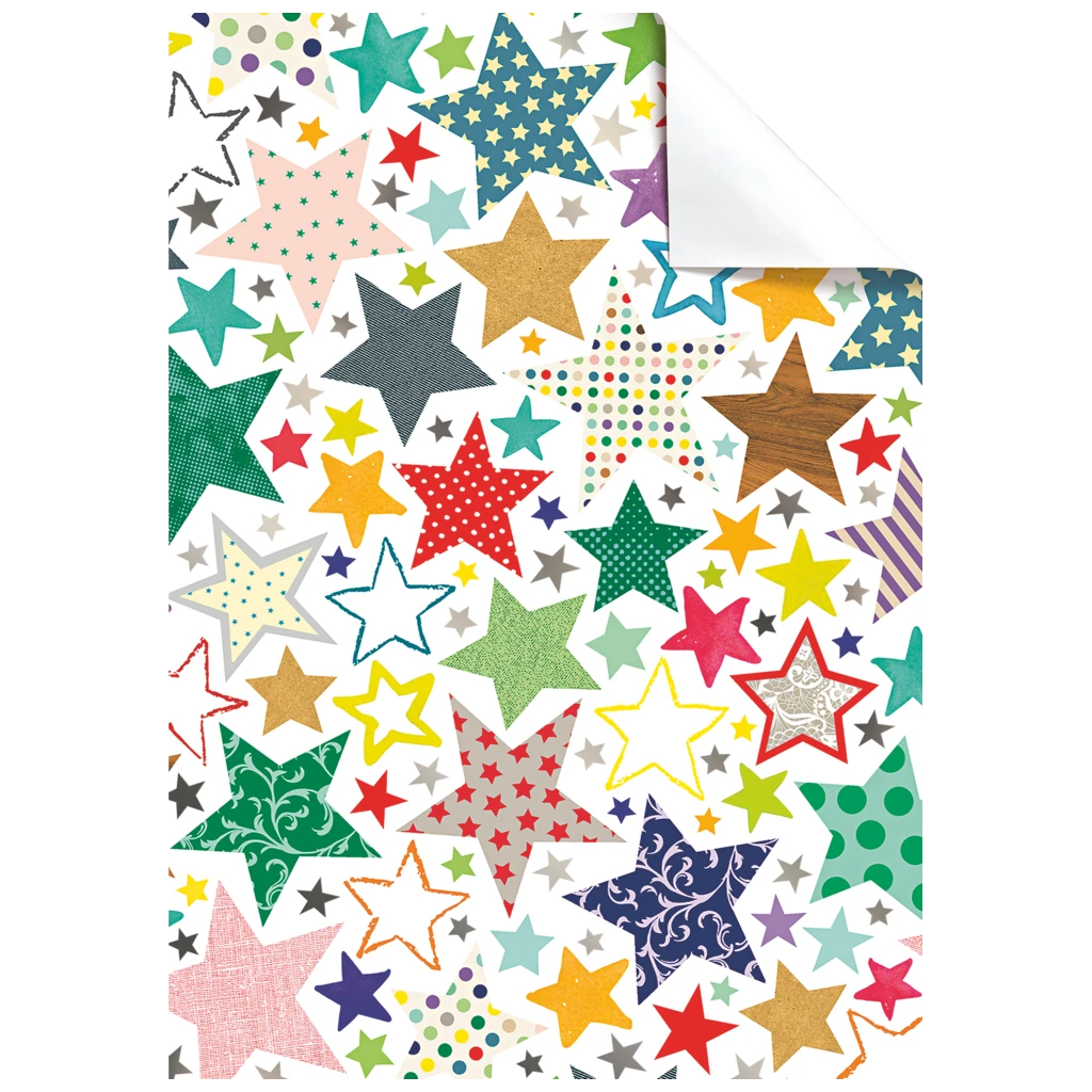 Geschenkpapier-Bogen „Linos“ | 100×70 cm, 80 g/m², weiß/mehrfarbig