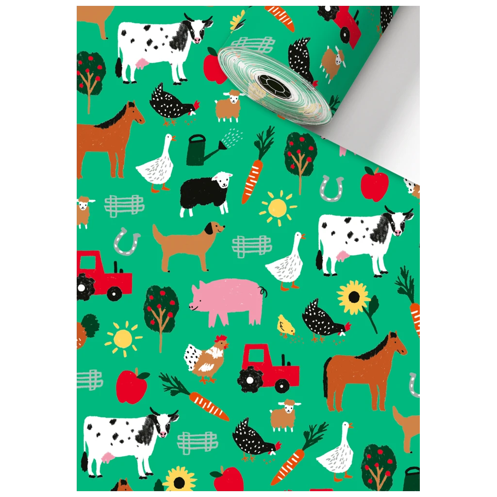 Geschenkpapier Sécaré-Rolle „Wila“ | 70 cm × 250 m, 80 g/m², grün/mehrfarbig