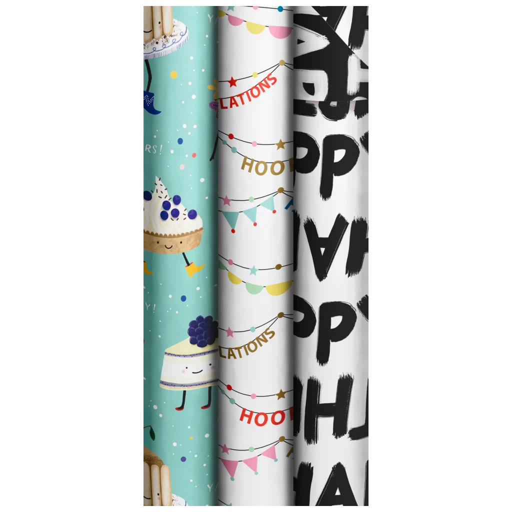 Geschenkpapier „Party Sweets“ | 70 cm × 2 m, 80 g/m², sortiert