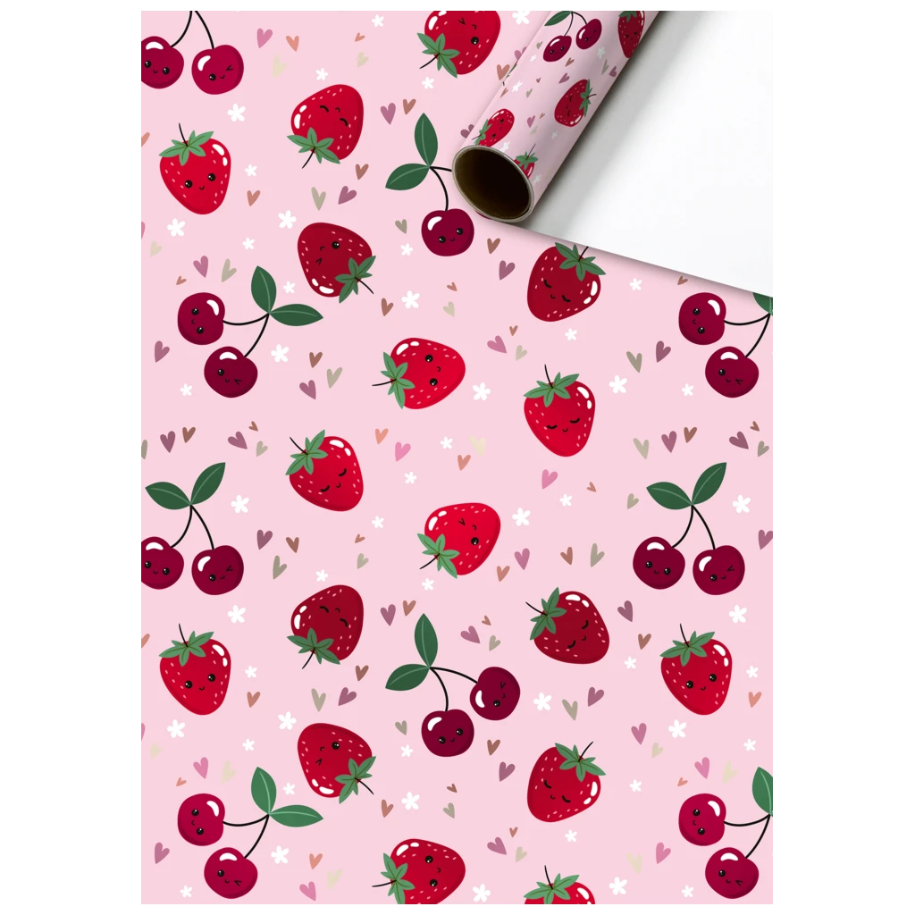 Geschenkpapier „Yumi“ | 70 cm × 1,5 m, 76 g/m², rosa/kirschrot
