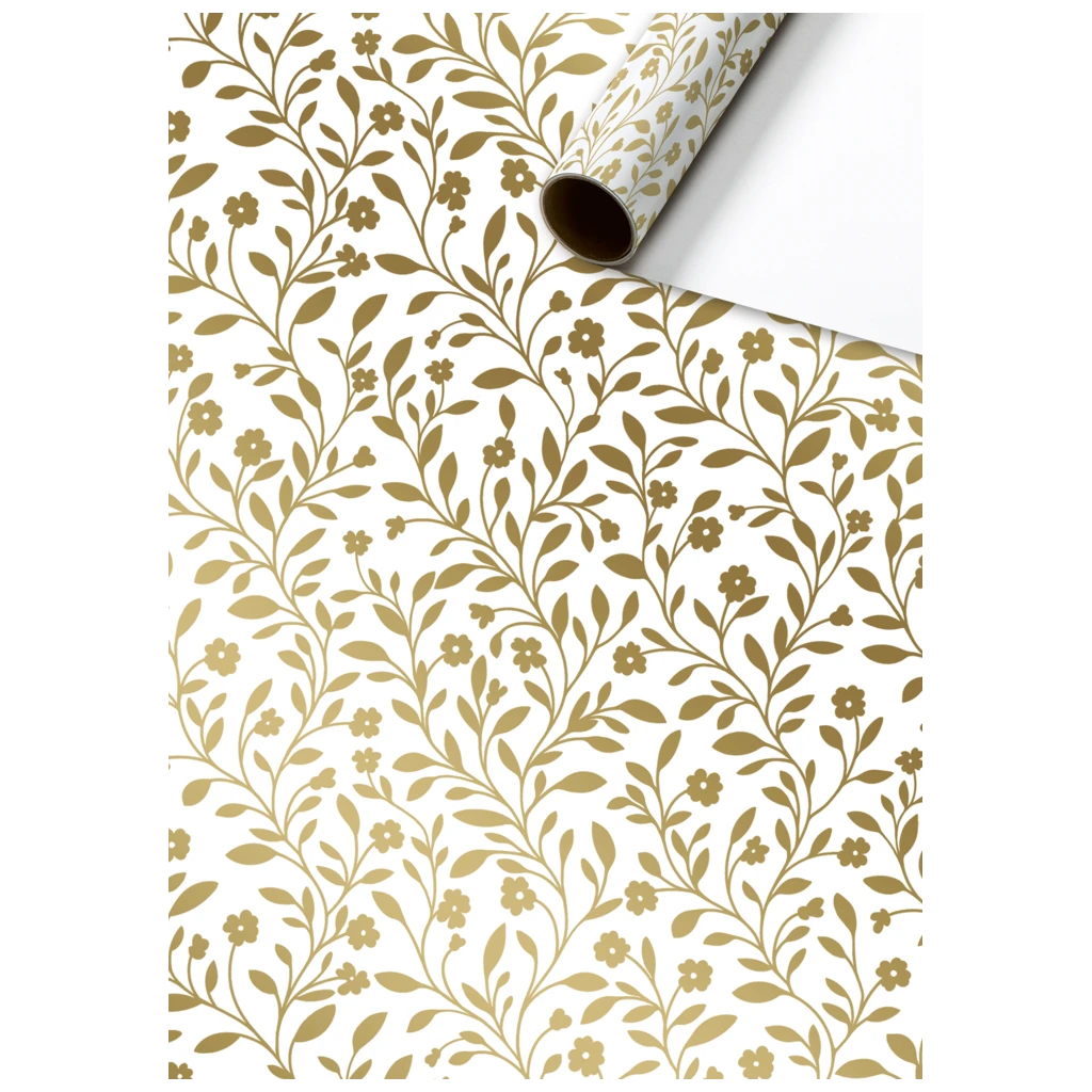 Geschenkpapier „Nola“ | 70 cm × 2 m, 80 g/m², weiß/gold metallic