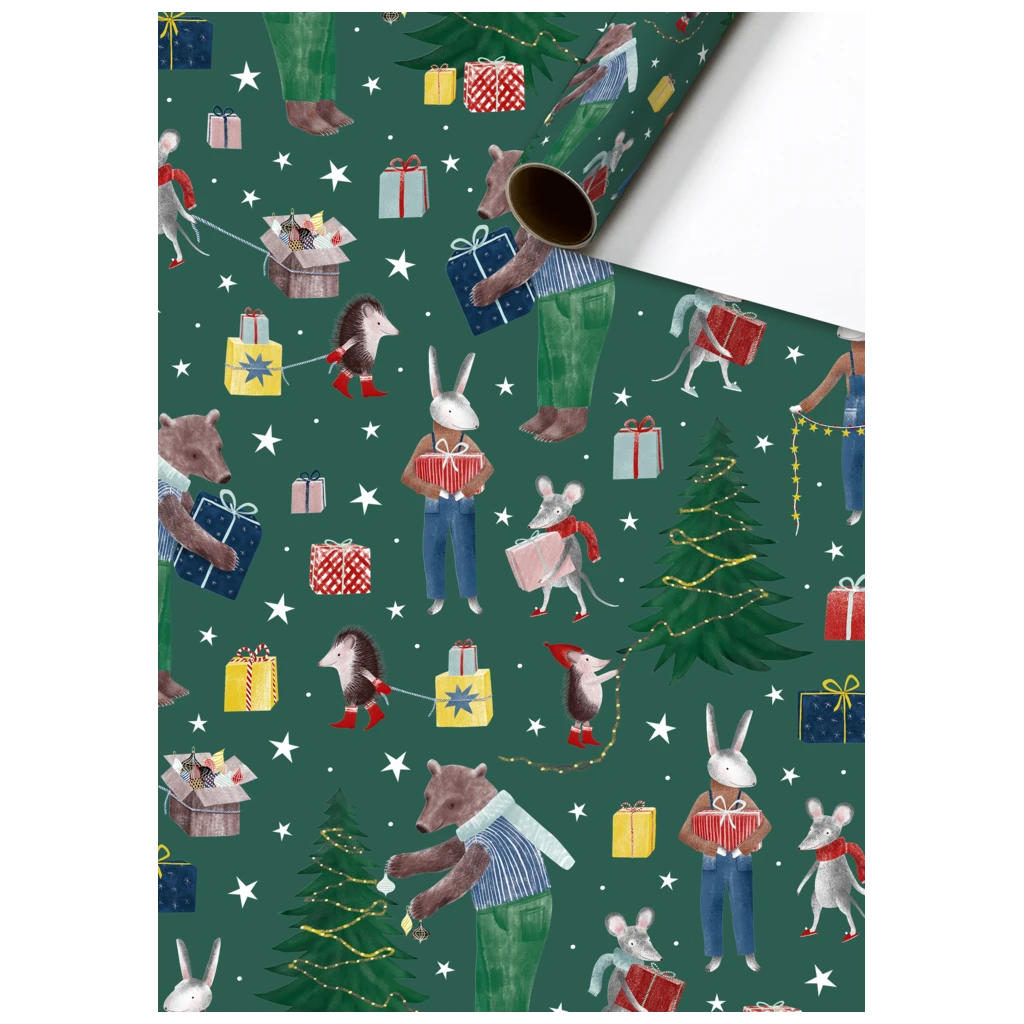 Geschenkpapier „Melin“ | 70 cm × 2 m, dunkelgrün