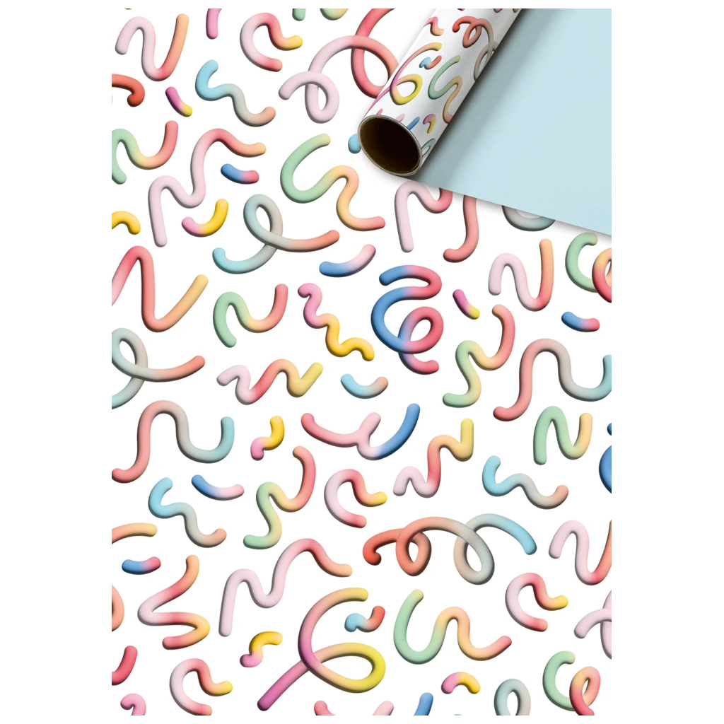 Geschenkpapier „Mixa“ | 70 cm × 2 m, 80 g/m², weiß/bunt