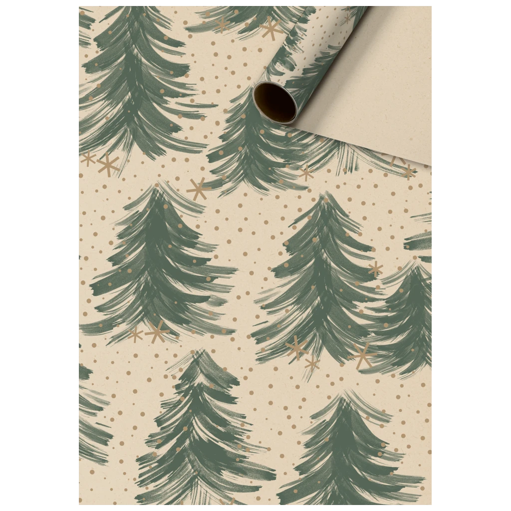 Geschenkpapier „Inverno“ | 70 cm × 2 m, 70 g/m², dunkelgrün/hellbraun