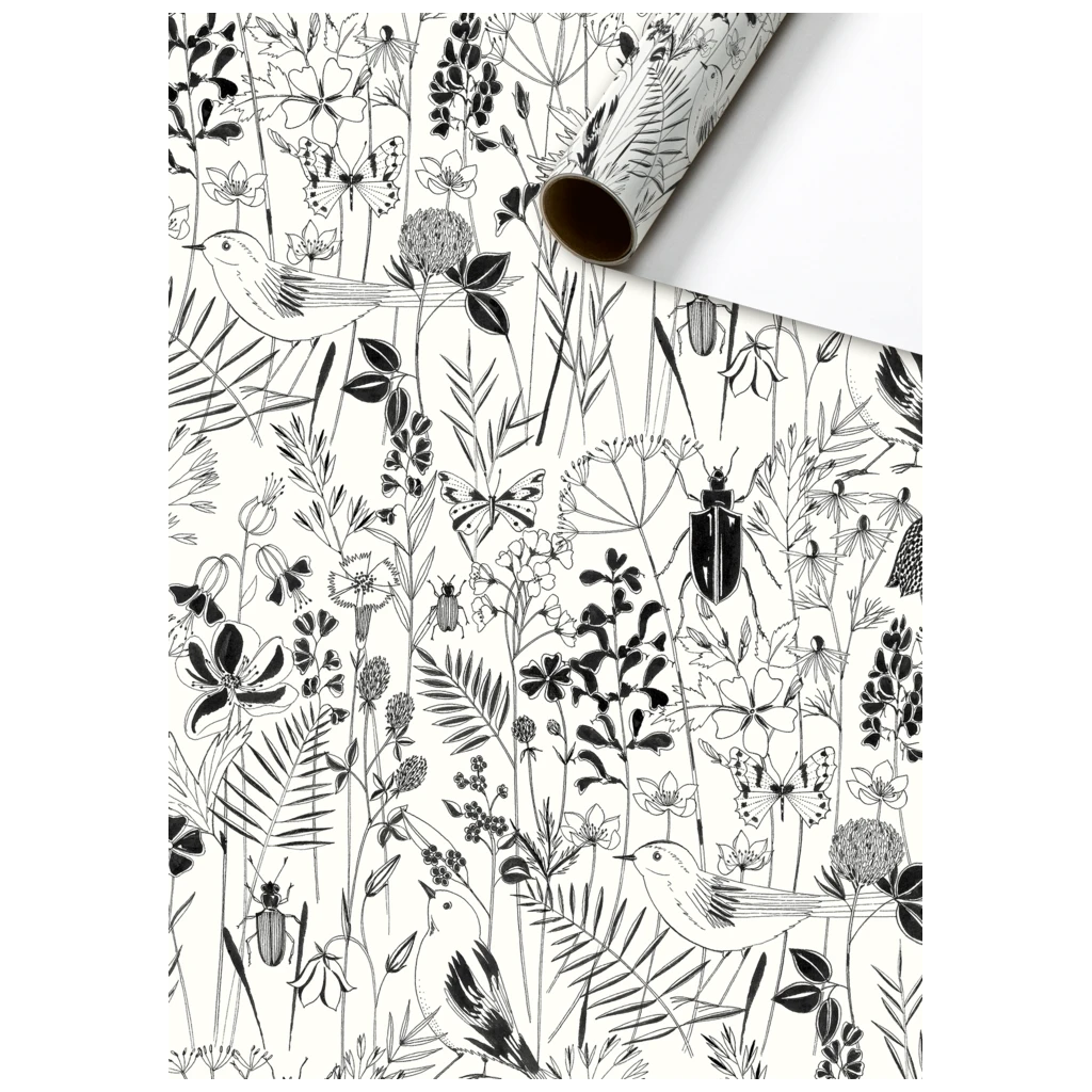 Geschenkpapier „Fiella“ | 70 cm × 2 m, 80 g/m², weiß/schwarz