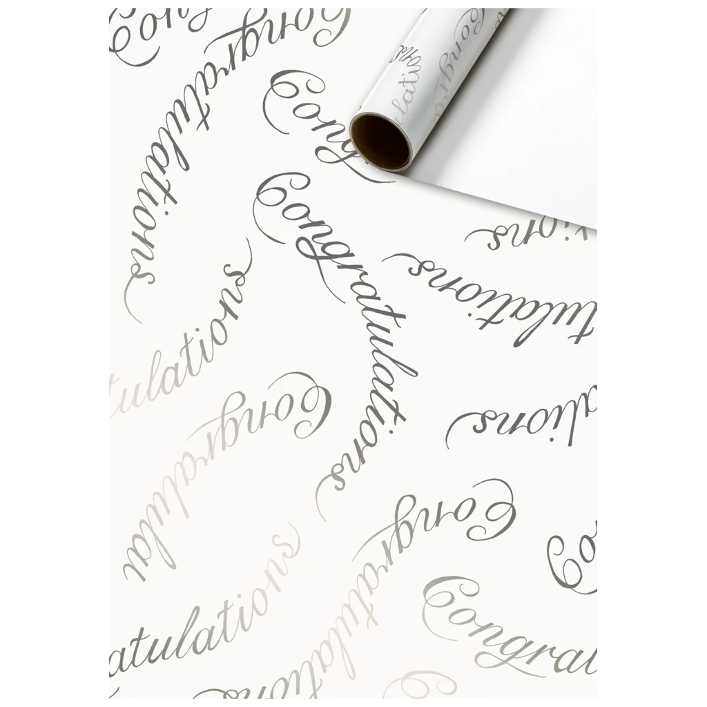 Geschenkpapier „Rila“ | 70 cm × 1,5 m, 76 g/m², weiß/silber