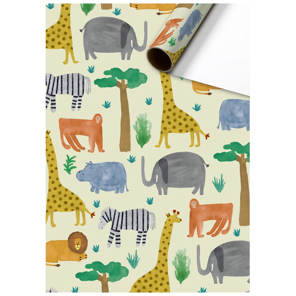 Geschenkpapier „Timba“ | 70 cm × 2 m, 80 g/m², beige/mehrfarbig