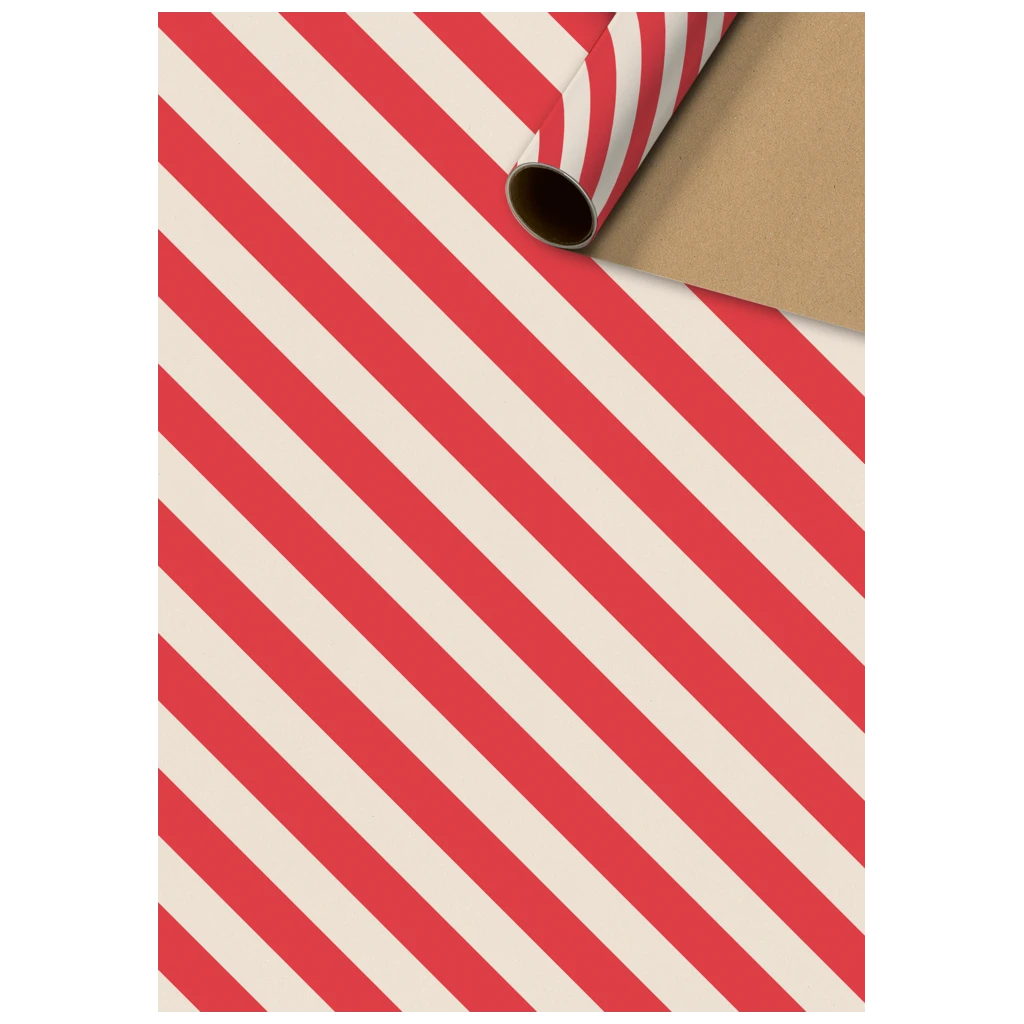 Geschenkpapier „Stribe 2“ | 70 cm × 2 m, 80 g/m², weiß/rot