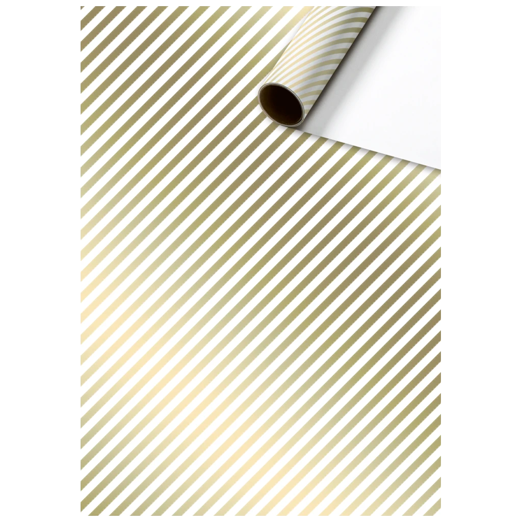 Geschenkpapier „Stribe“ | 70 cm × 2 m, 80 g/m², weiß/gold