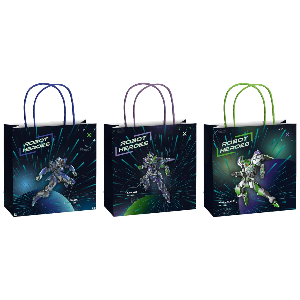 Geschenktaschen-Set „Robot“ | 20×20×8 cm, 200 g/m², dunkelblau