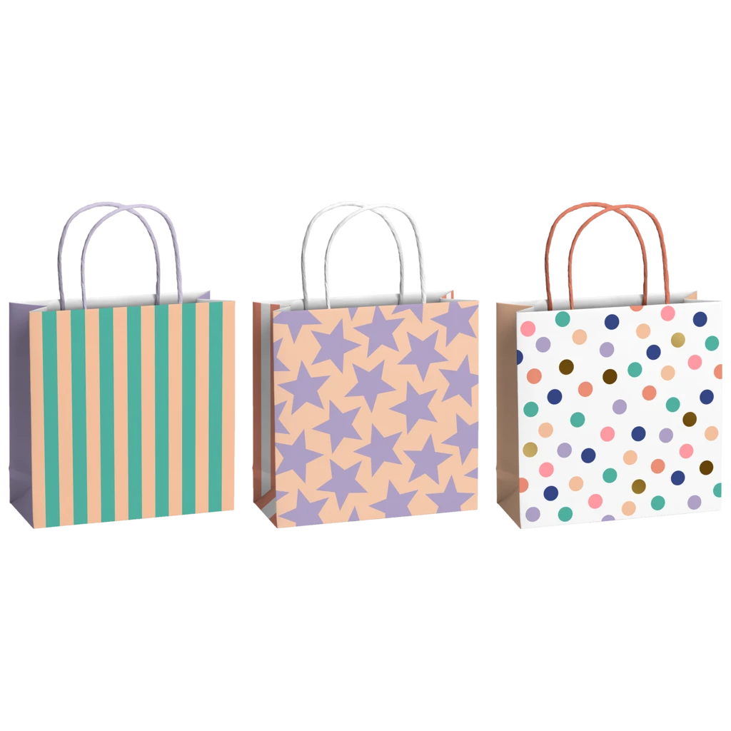 Geschenktaschen-Set „Giada“ | 20×20×8 cm, 250 g/m², mehrfarbig