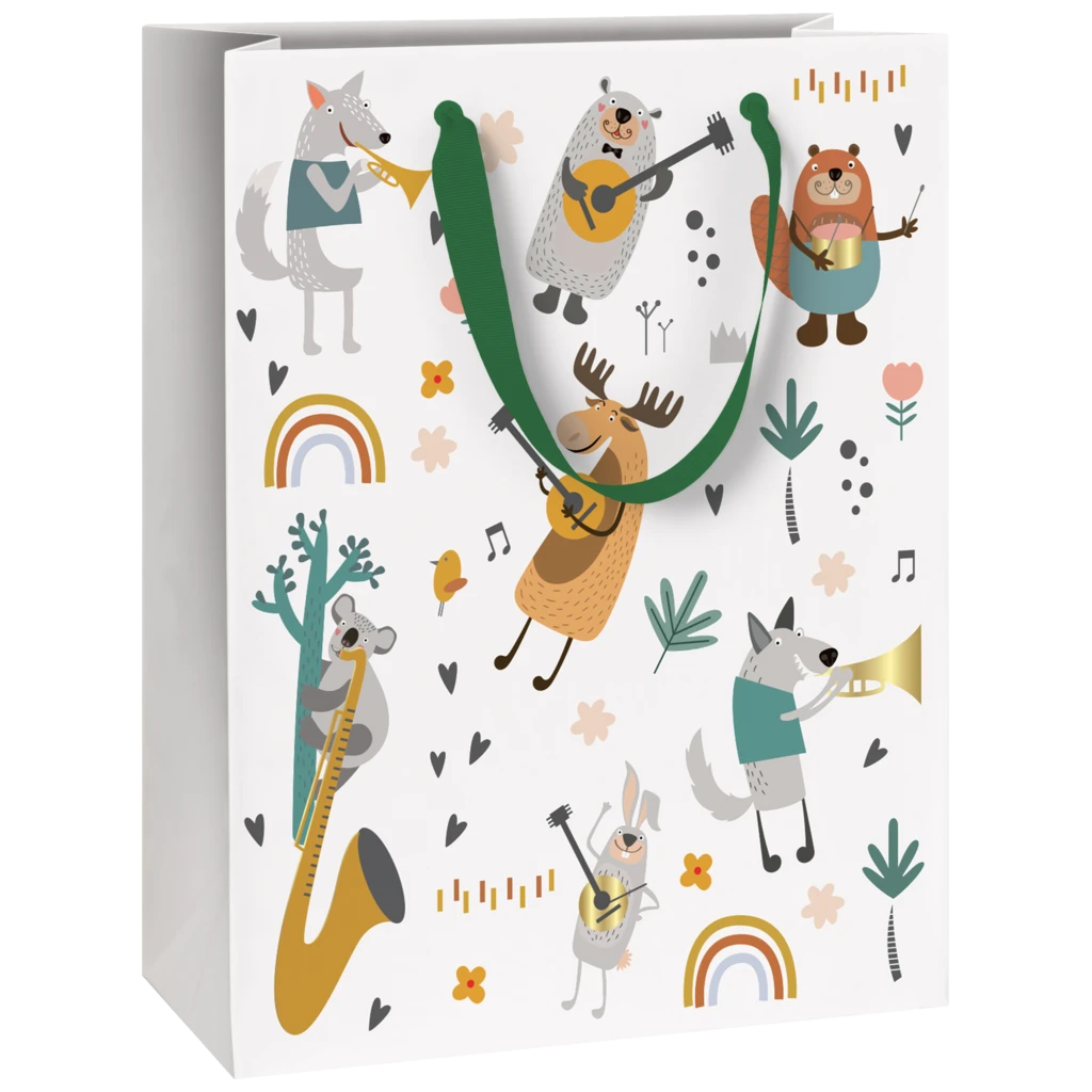 Geschenktasche „Musicstars“ | 23×30×13 cm, 180 g/m², weiß