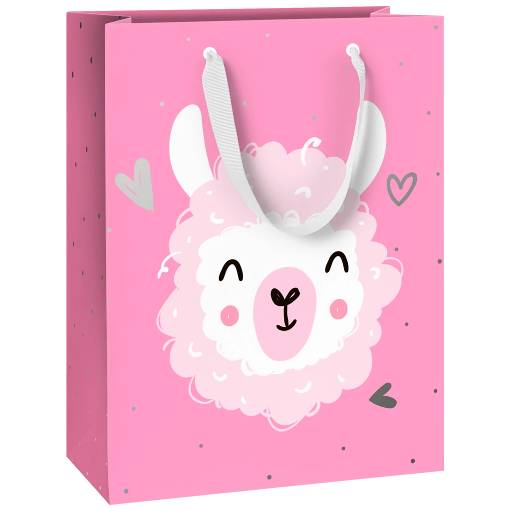 Geschenktasche „Cute Alpaka“ | 23×30×13 cm, 180 g/m², pink