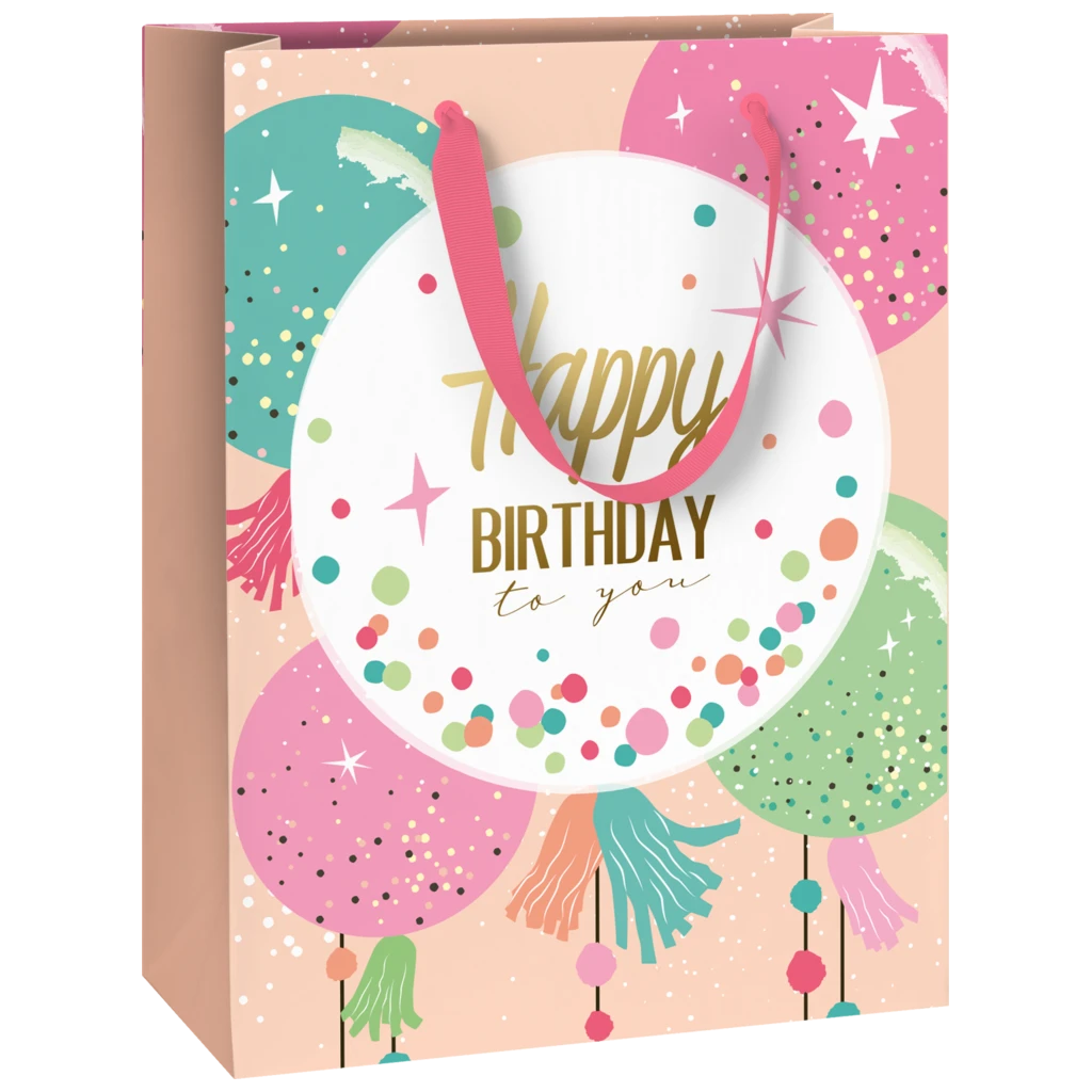 Geschenktasche „Partyballoons“ | 23×30×13 cm, 180 g/m², mehrfarbig