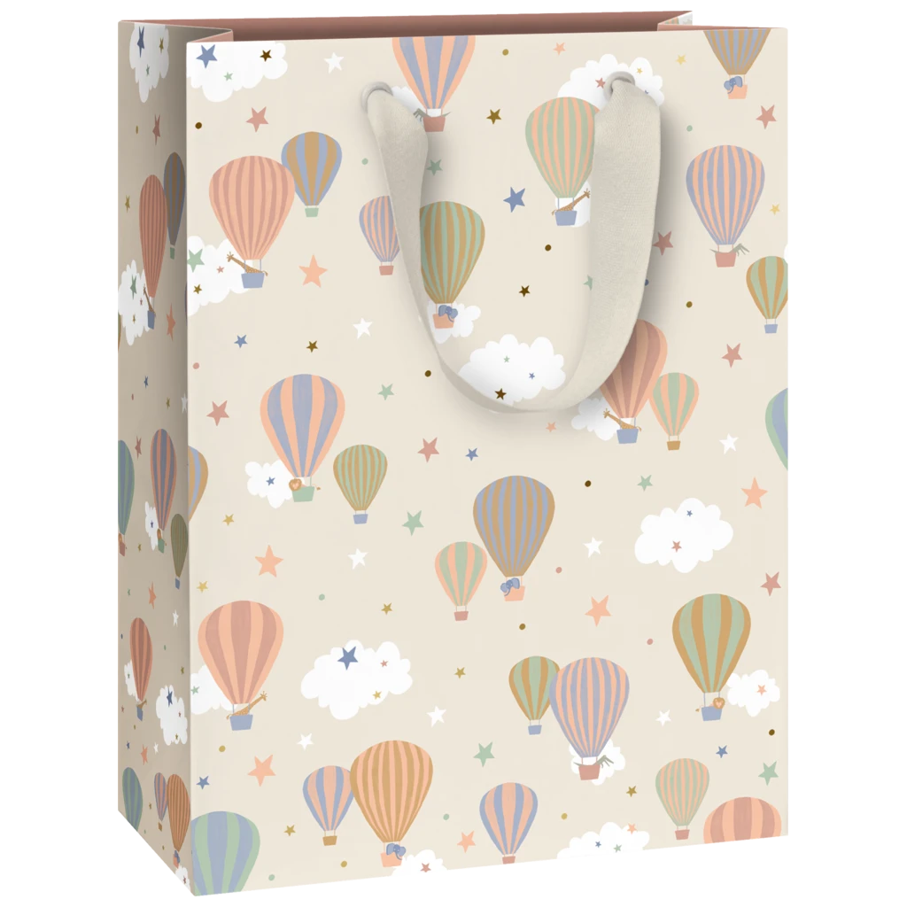 Geschenktasche „Mimmo“ | 23×30×13 cm, 250 g/m², weiß/beige