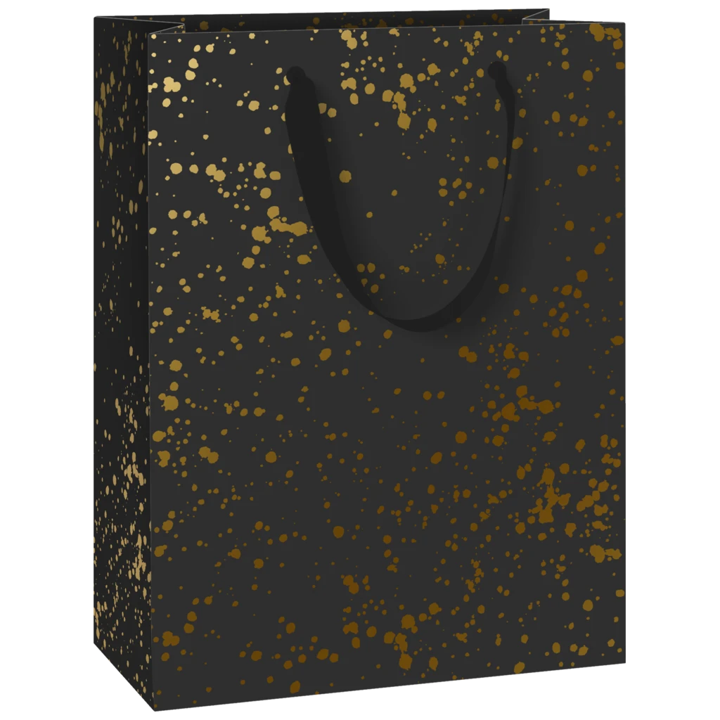 Geschenktasche „Sprenkel“ | 23×30×13 cm, 230 g/m², schwarz