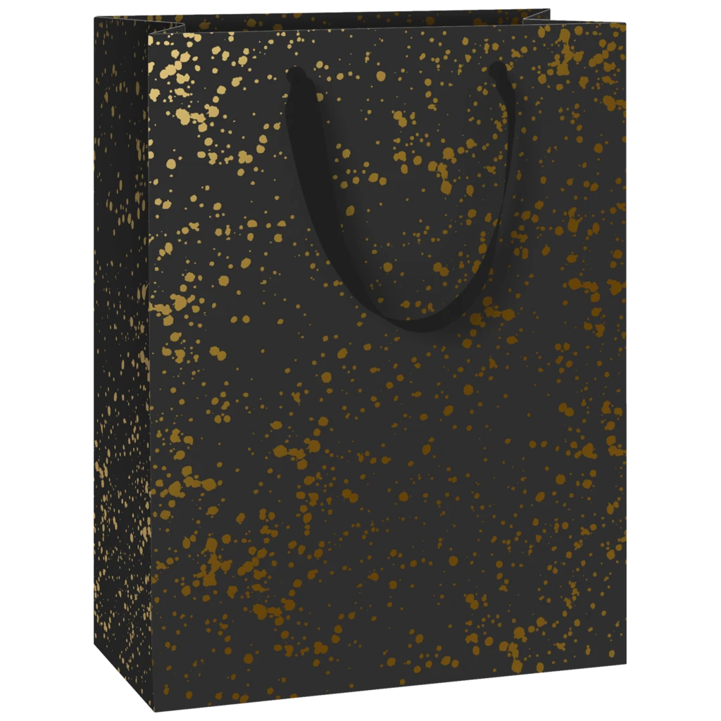 Geschenktasche „Sprenkel“ | 28×36×15 cm, 230 g/m², schwarz