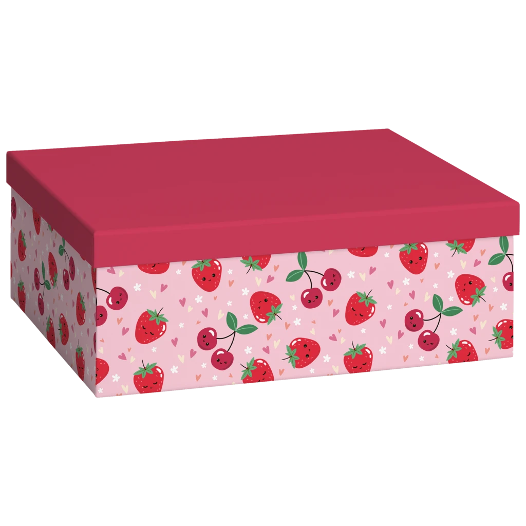 Geschenkbox „Yumi“ | 24×12×33 cm, 120 g/m², rosa/kirschrot