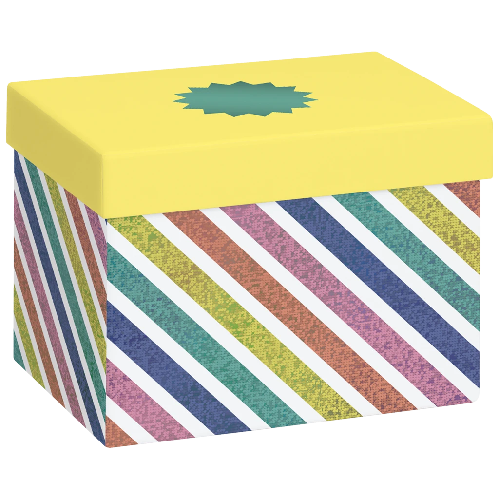 Geschenkbox „Naoki“ | 12×12×16,5 cm, 120 g/m², pastellgelb/bunt