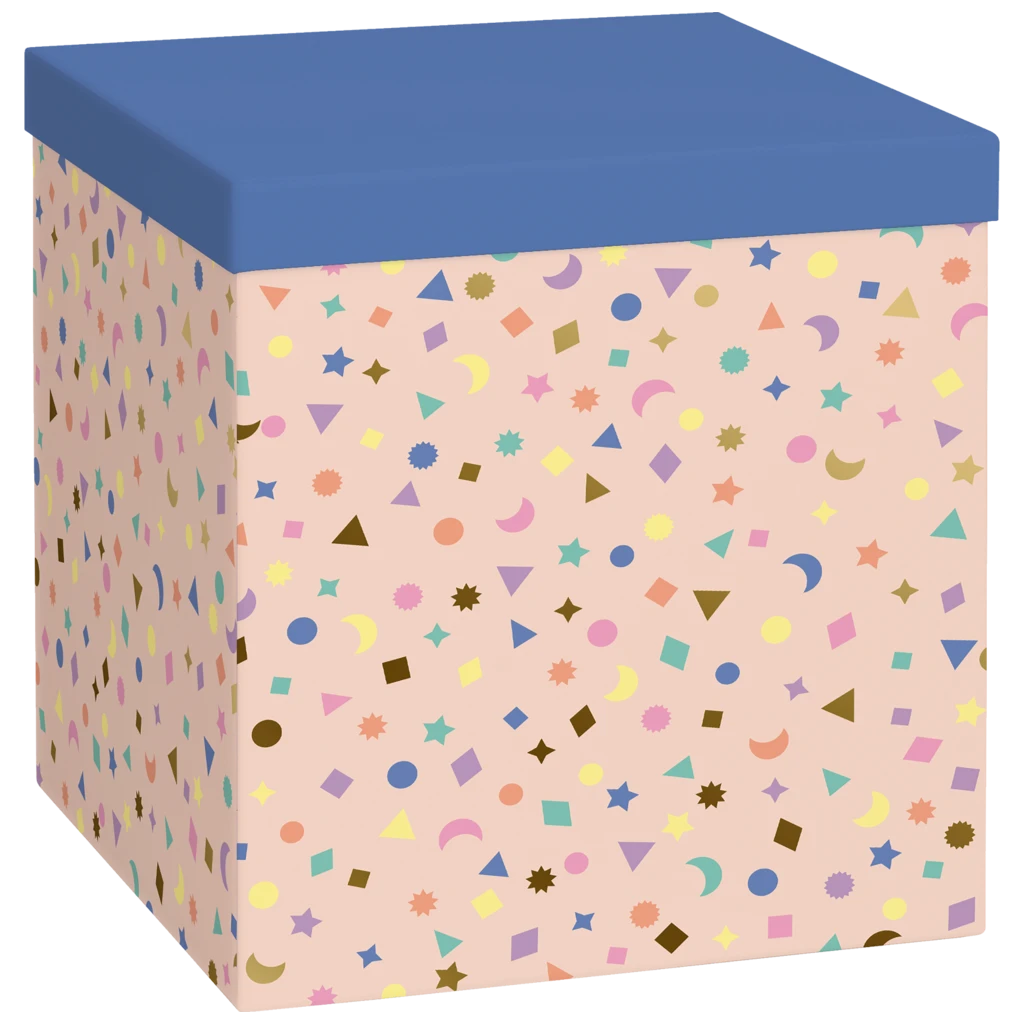 Geschenkbox „Naoki“ | 23×24×23 cm, 120 g/m², lachs/blau