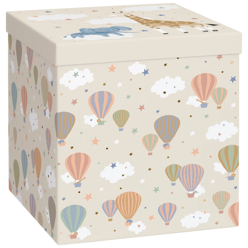 Geschenkbox „Mimmo“ | 23×24×23 cm, weiß/beige