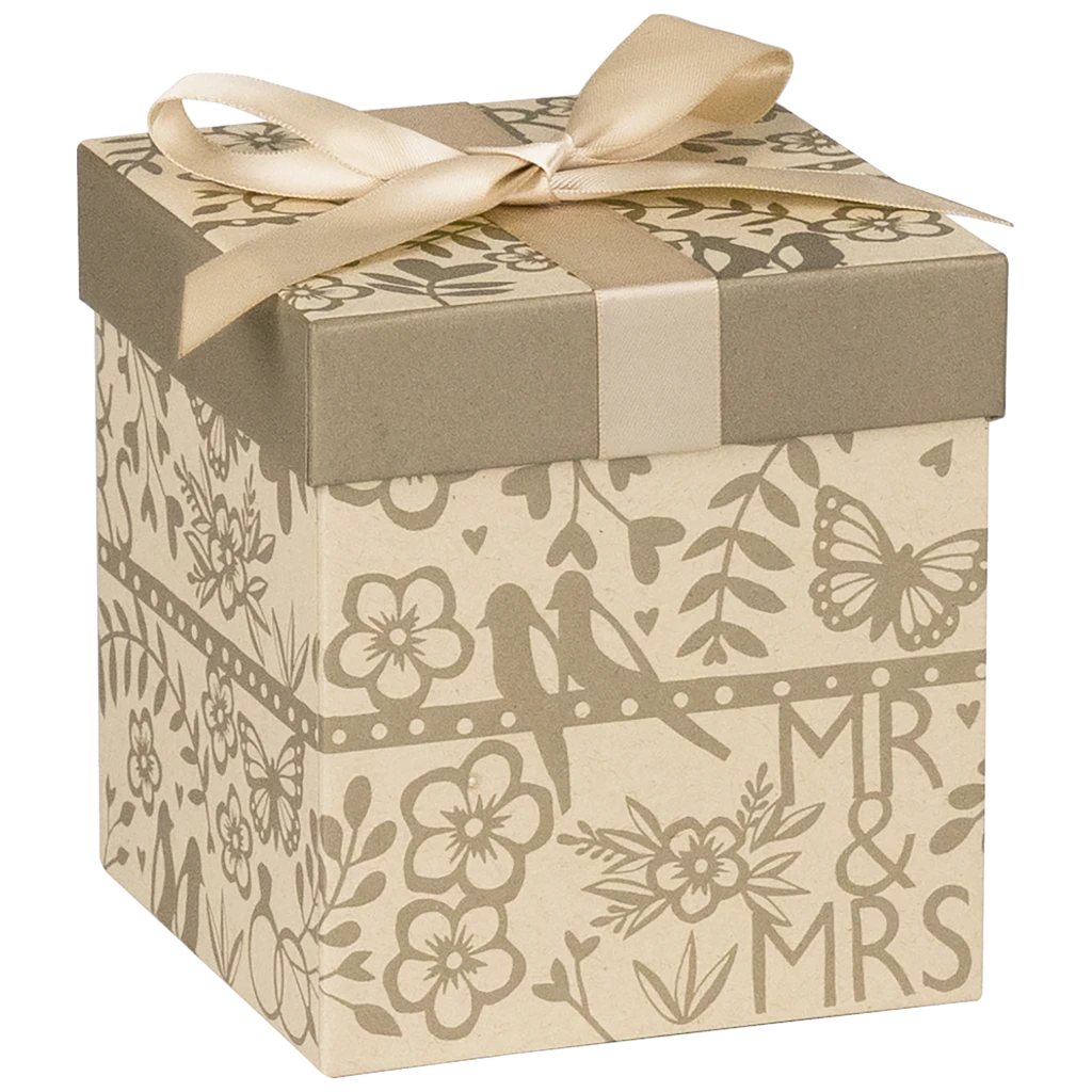 Geschenkbox „Anouk“ | 11×12×11 cm, hellbraun/gold
