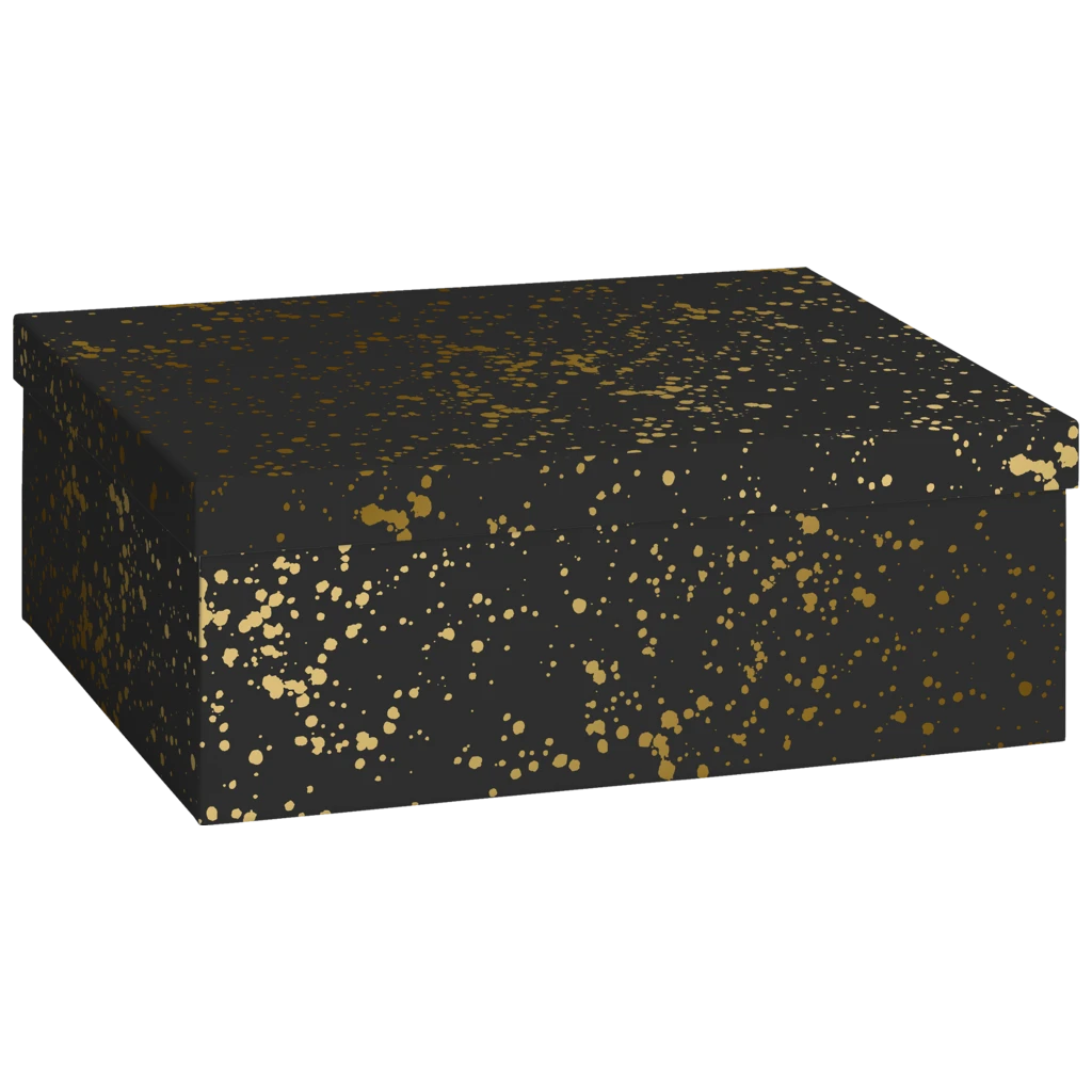 Geschenkbox „Sprenkel“ | 24×12×33 cm, 120 g/m², schwarz