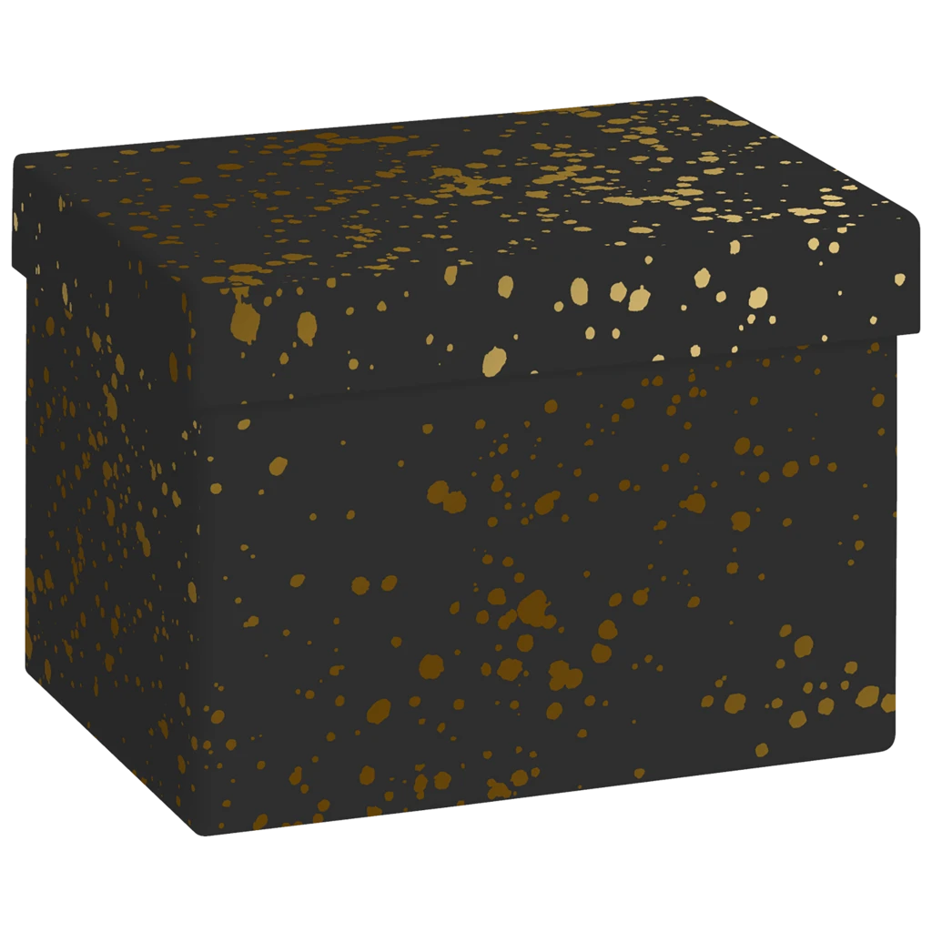 Geschenkbox „Sprenkel“ | 12×12×16,5 cm, 120 g/m², schwarz