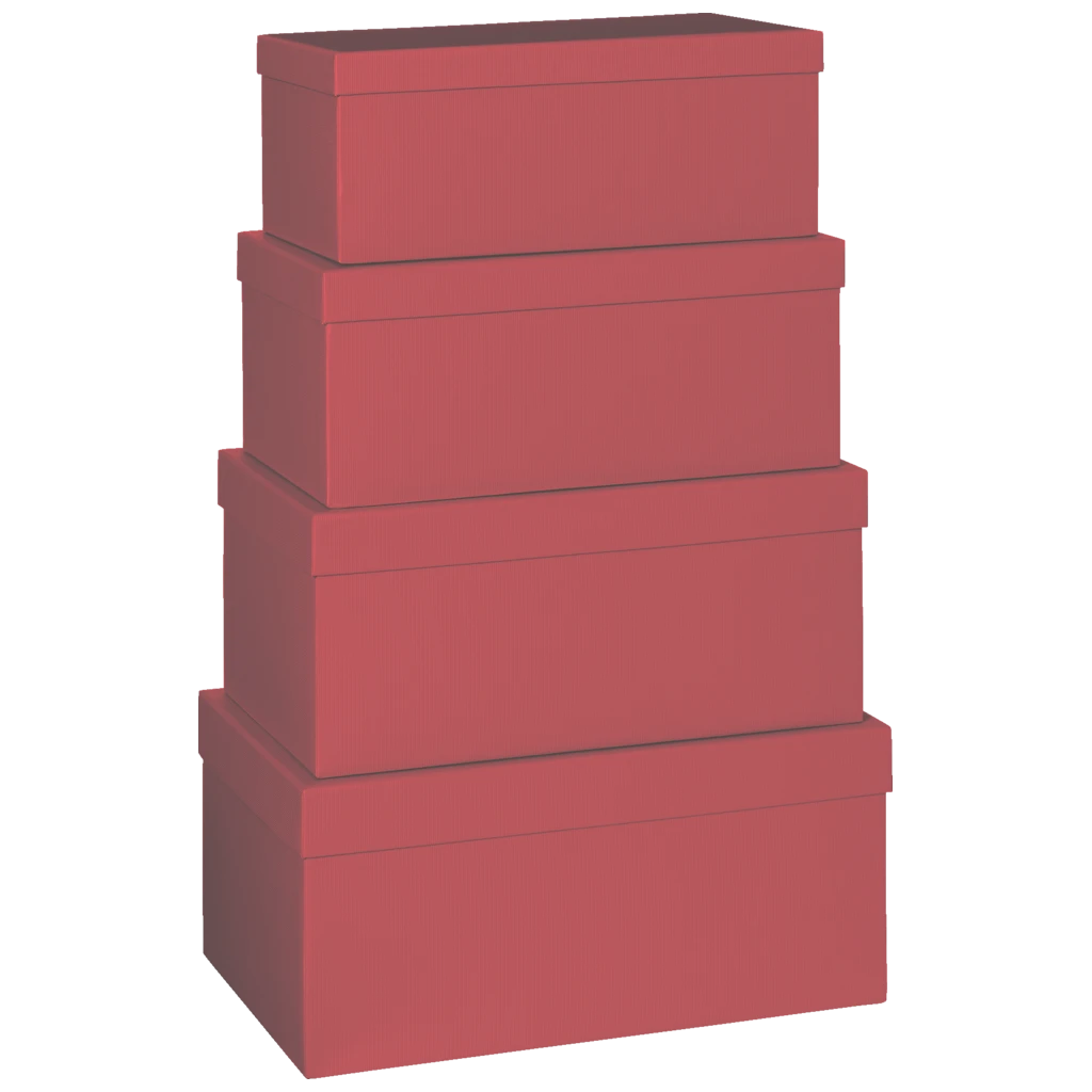 Geschenkboxen-Set One Colour | dunkelrot, 4 Größen