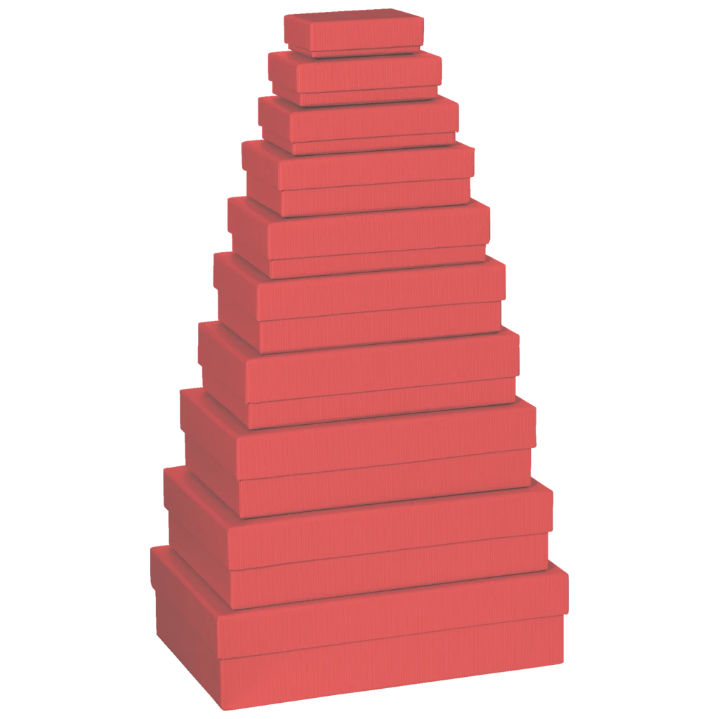 Geschenkboxen-Set One Colour | rot, 10 Größen