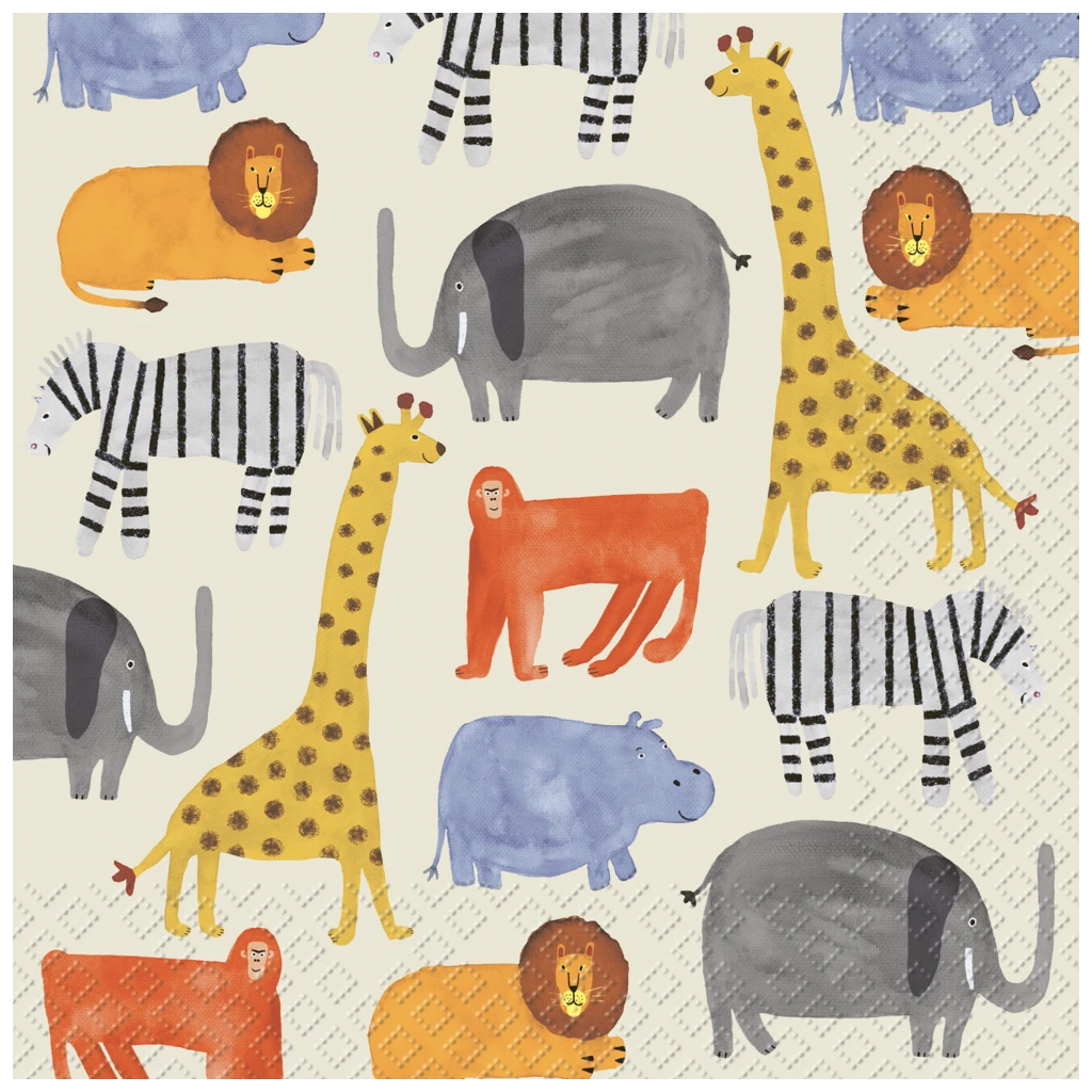 Servietten „Timba“ | 33×33 cm, hellbeige/bunt, 20 Stück
