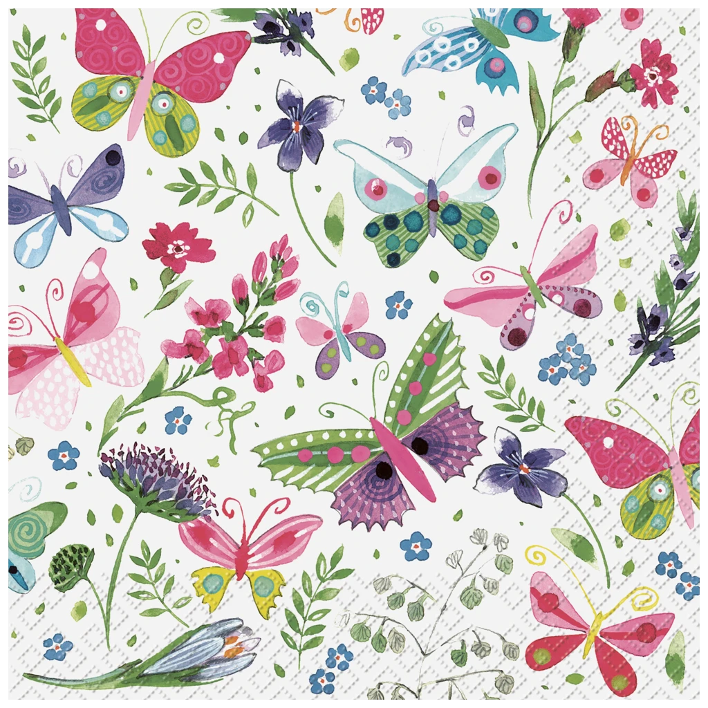 Servietten „Cornelia“ | 33×33 cm, weiß/bunt, 20 Stück