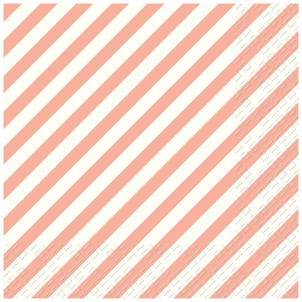 Servietten „Stribe“ | 33×33 cm, weiß/coral, 20 Stück
