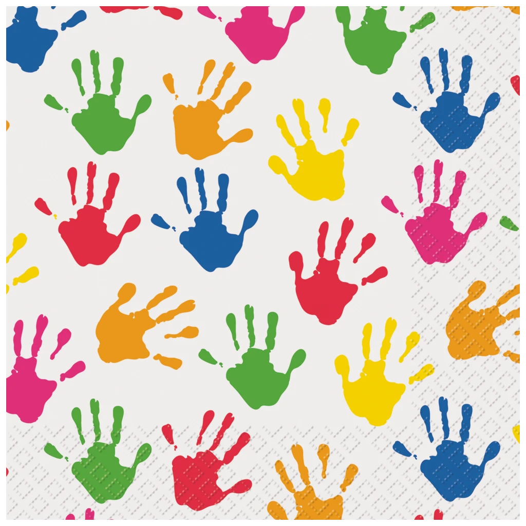 Servietten „Hands“ | 33×33 cm, weiß/bunt, 20 Stück