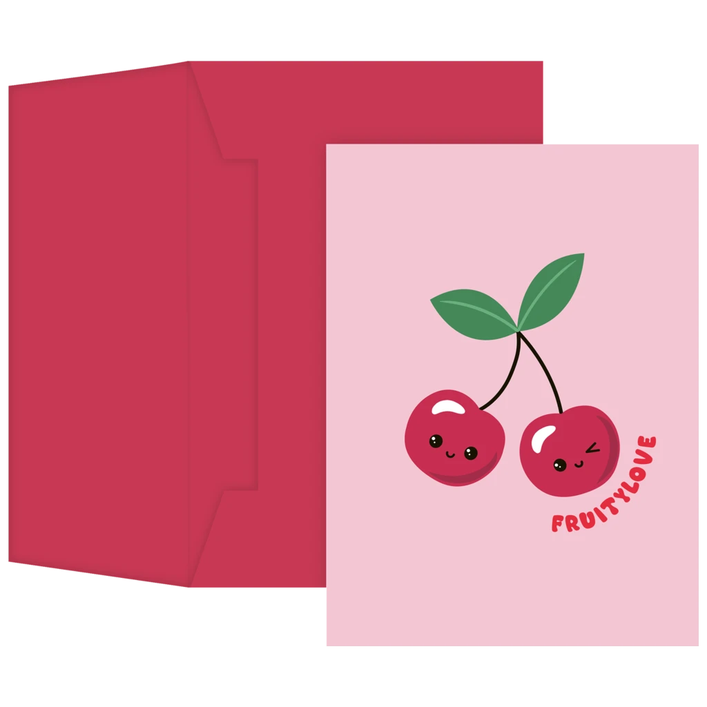 Grußkarte „Yumi“ mit passendem Briefumschlag | A6, rosa/kirschrot