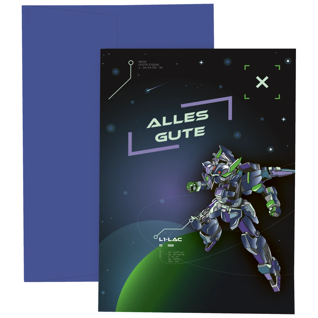 Grusskarten-Set „Robot“ | dunkelblau