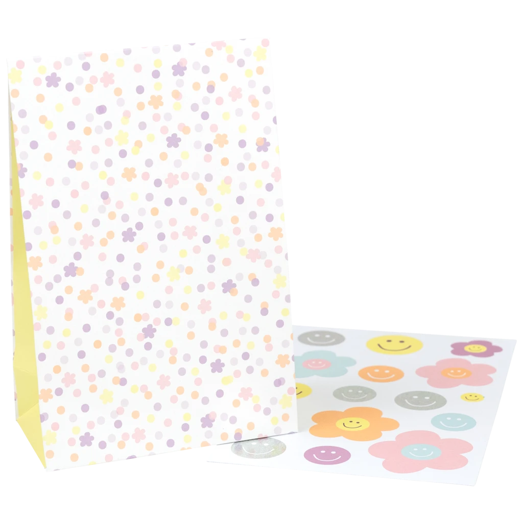 Bodenbeutel-Set „Nea“ | 12,5×19×6,5 cm, 110 g/m², weiß/mehrfarbig, pastell